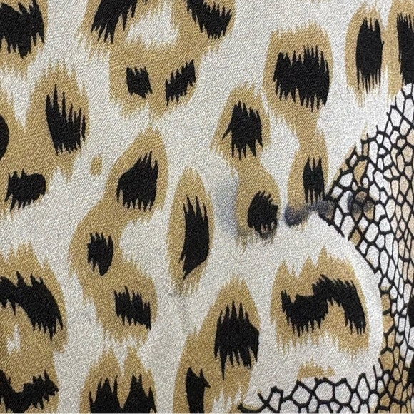CAROLINE ROSE Vintage 100% Silk Long Tunic Blouse Top Shirt Leopard Snakeskin L - Picture 14 of 17